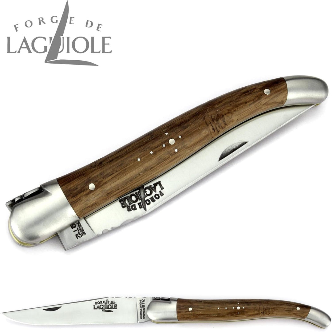 Forge de Laguiole Collection Taschenmesser - 12 cm - Griff fossile Mooreiche - Doppelplatine - Kling