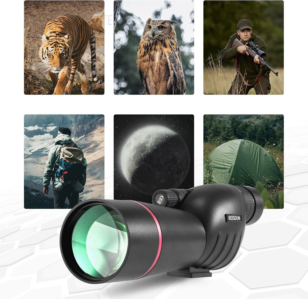 Spektiv für Zielschiessen - HD Spektiv mit Stativ Tragetasche &amp; Smartphone Halterung - BAK4 Wasserdi