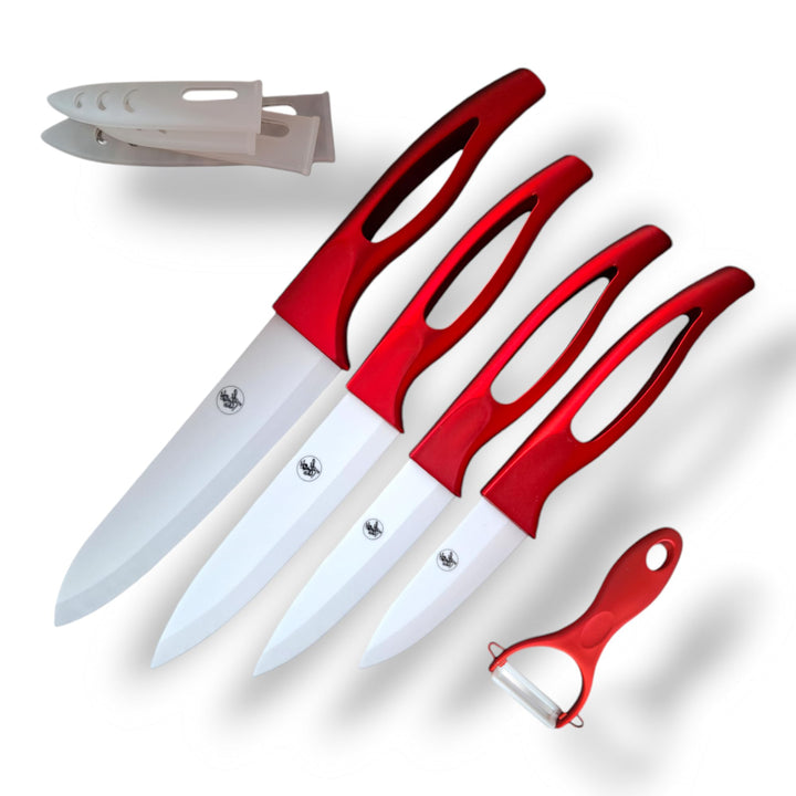 Keramikmesser Set 5-teilig - Hochwertiges Küchenmesser-Set mit 4 Präzisions-Keramikmessern & Schäler