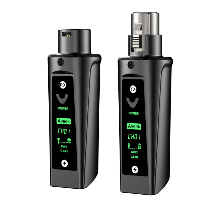 Aveek Kabelloses XLR-Sender/Empfänger für dynamisches Mikro,60 m Reichweite |, Empfänger +1 Sender