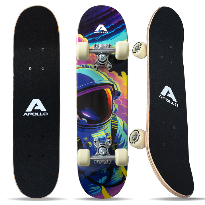 Apollo Kinder Skateboard, kleines Komplett Board mit ABEC 3 Kugellagern und Aluminium Achsen, Coole