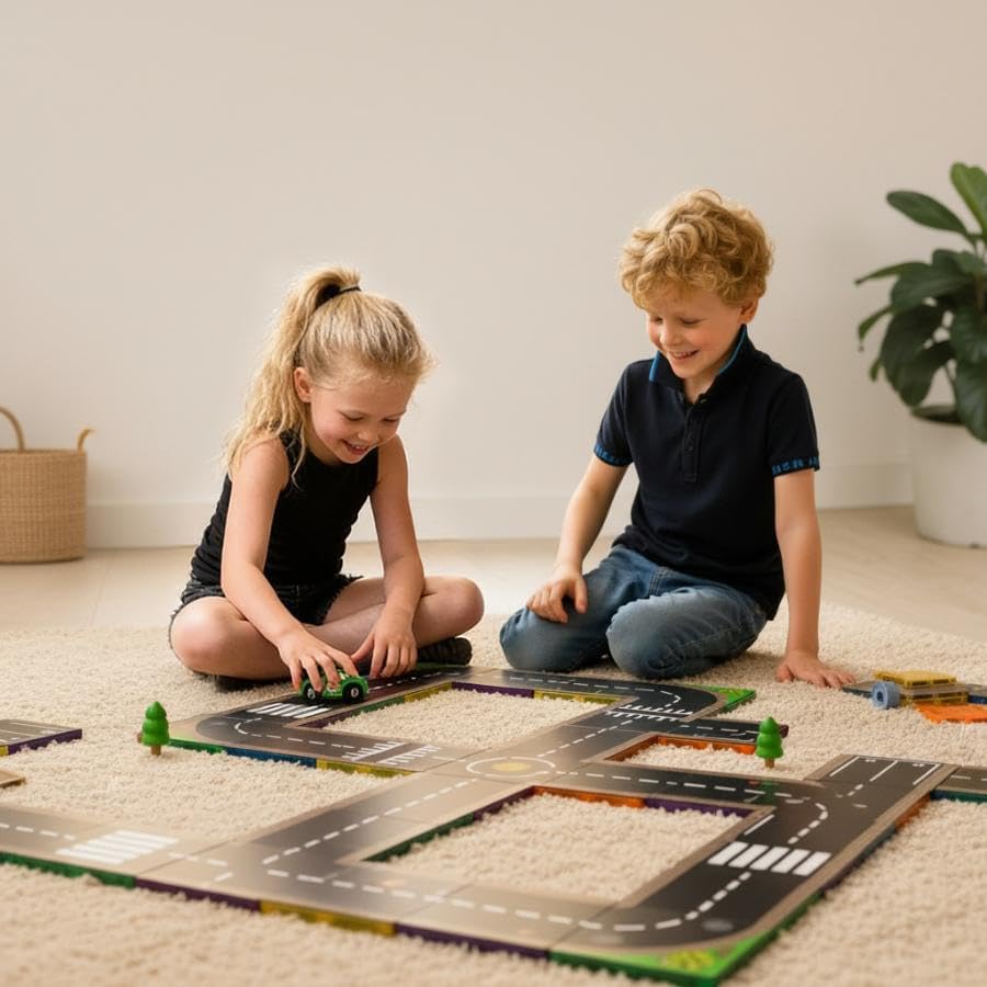 Coblo Magnetisches strassen 50 Stück - Magnetspielzeug - Geschenk 3 Jahre - Montessori-inspiriertes