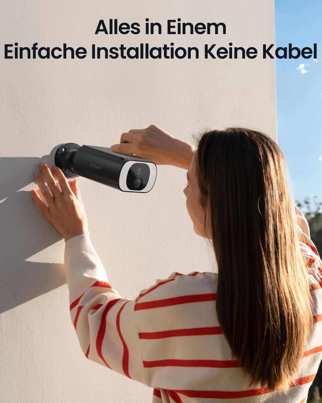 ieGeek 2K Kamera Überwachung Aussen, Integrierte Solarpanel Überwachungskamera Aussen Akku, 2.4Ghz W
