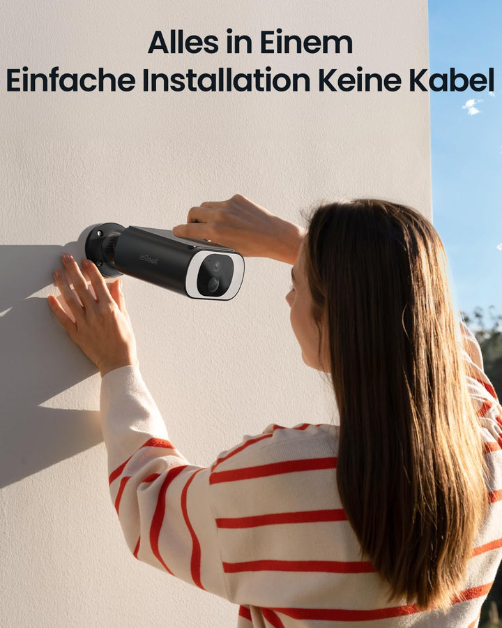 ieGeek 2K Kamera Überwachung Aussen, Integrierte Solarpanel Überwachungskamera Aussen Akku, 2.4Ghz W