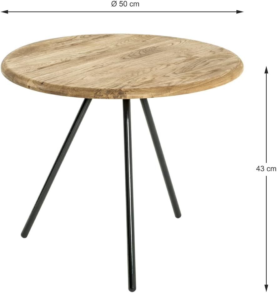 HAKU Möbel Beistelltisch, Massivholz, schwarz-eiche, Ø 50 x H 43 cm Ø 50 x 43 cm, Ø 50 x 43 cm