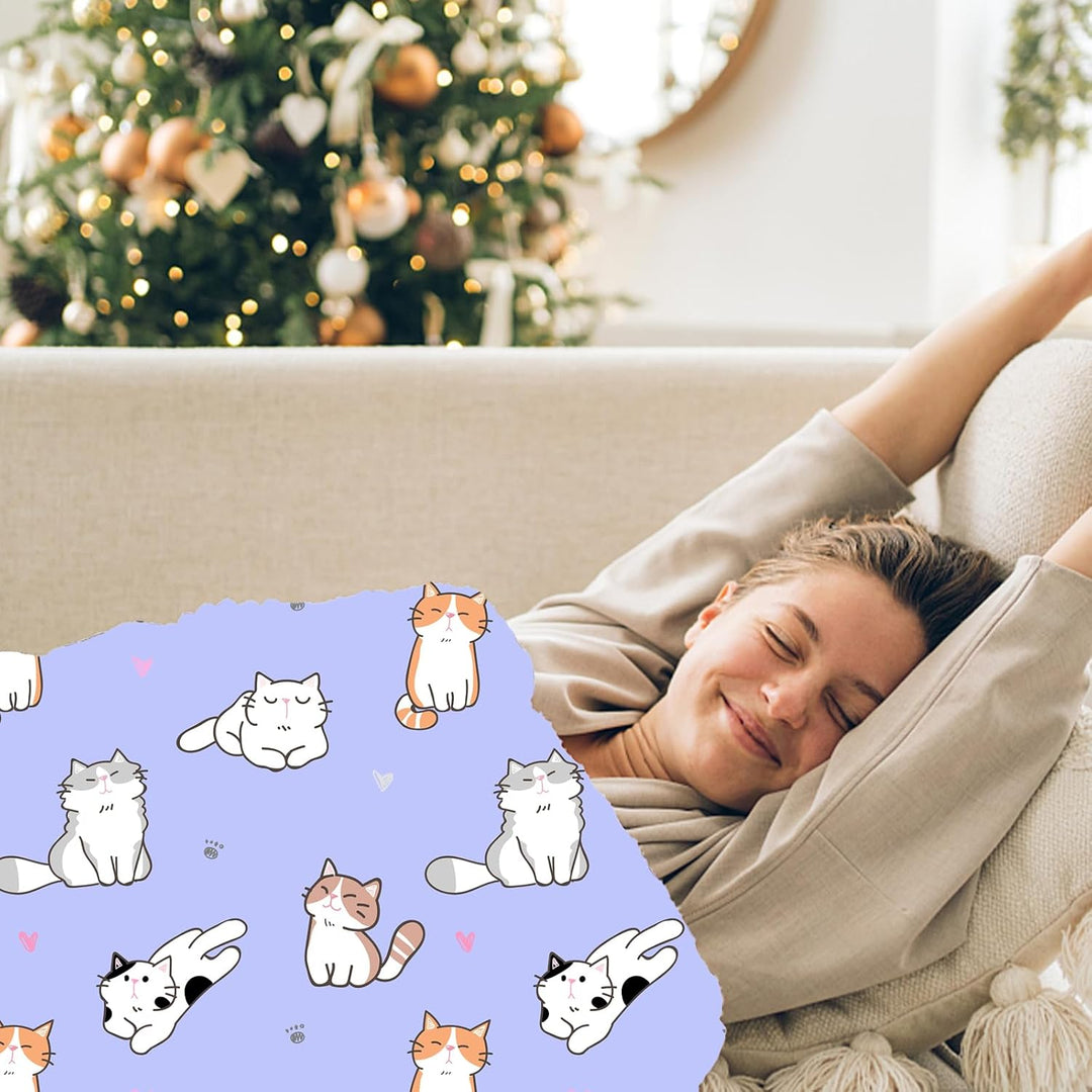 Decke katzenmotiv 130x150cm,Cartoon Kätzchen kuscheldecke Fleece Decke mit 3D Tierdruck, Weiche Warm