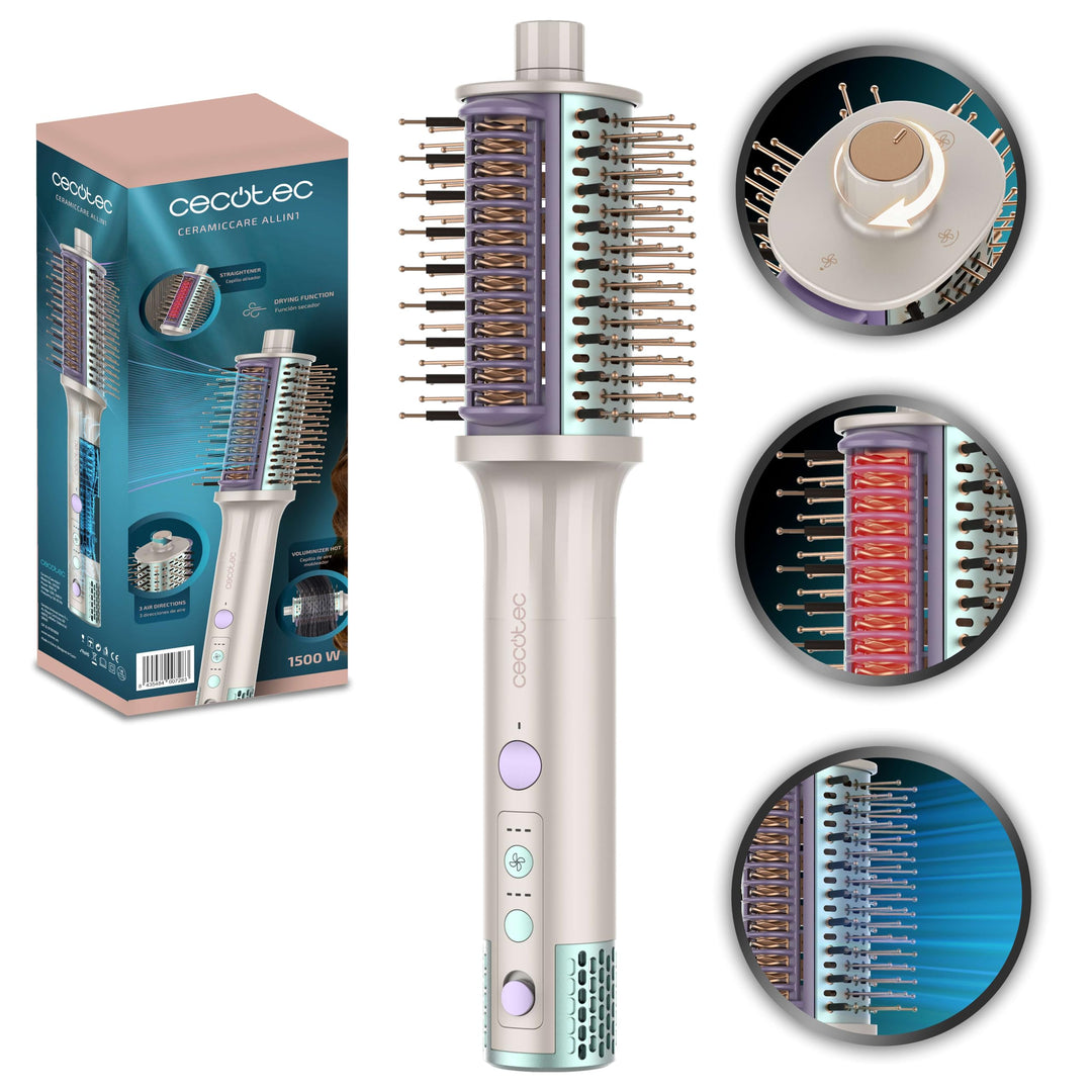 Cecotec Luftbürste - Formbürste - Haartrockner - Glätter - Ceramiccare Allin1. Multifunktionale Bürs