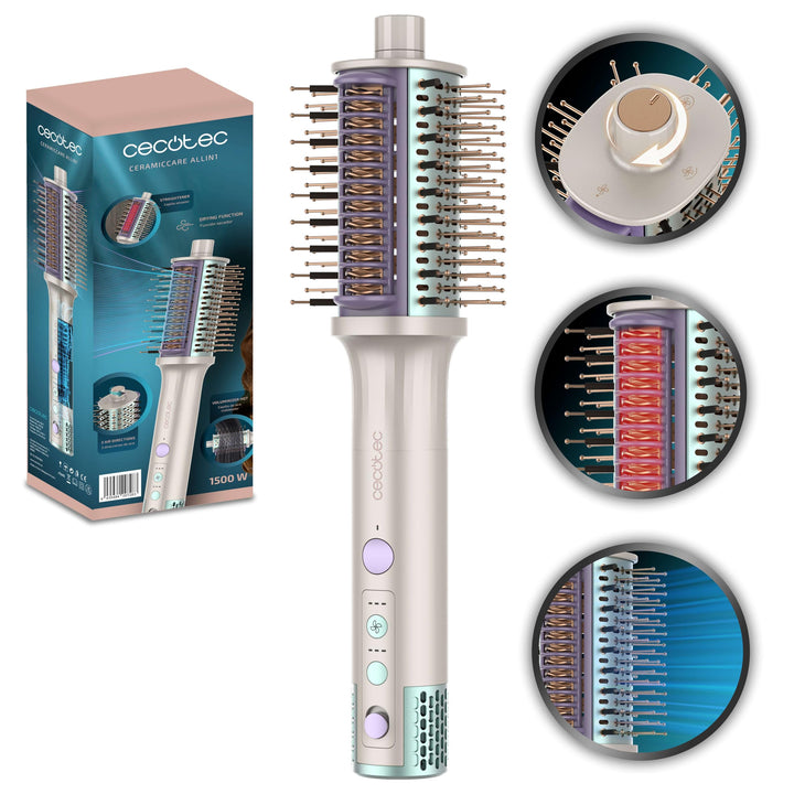 Cecotec Luftbürste - Formbürste - Haartrockner - Glätter - Ceramiccare Allin1. Multifunktionale Bürs