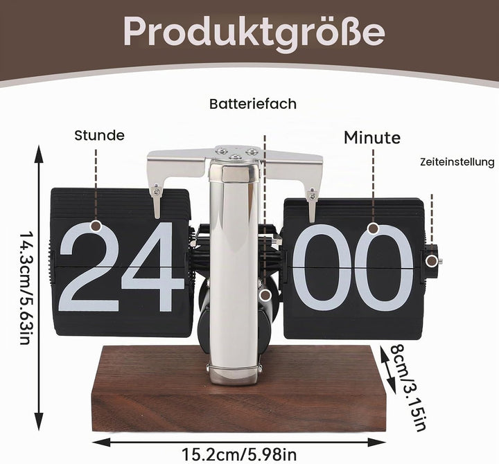 Klappuhr, Retro-Digital-Klappuhr, Klapp-Digitaluhr, mechanische Digitale Klapp-Schreibtischuhr, Vint