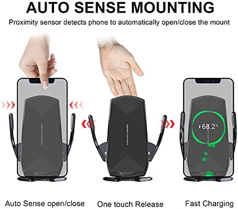 Wireless Car Charger, 15W Qi Fast Charging Auto-Clamping Car Mount Air Vent Phone Holder for iPhone