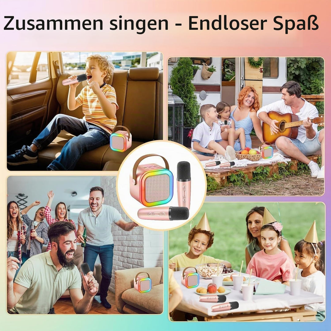 Kinder Karaoke Maschine mit 2 Mikrofonen HiFi Bluetooth Karaoke Mikrofon Spielzeug Geschenk für Jung