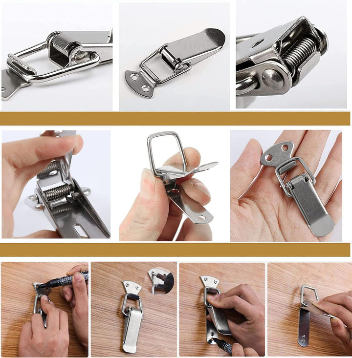 4PCS Edelstahl Spannverschluss mit Schrauben, kistenverschluss Hebelverschluss Federknebelverschluss