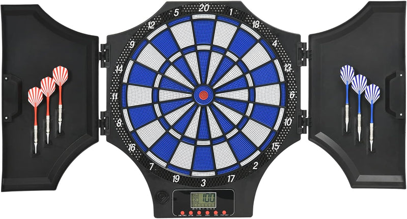 SPORTNOW Elektronische Dartscheibe, Dartboard mit 6 Dartpfeilen & 6 Ersatzspitzen, Dartautomat für b