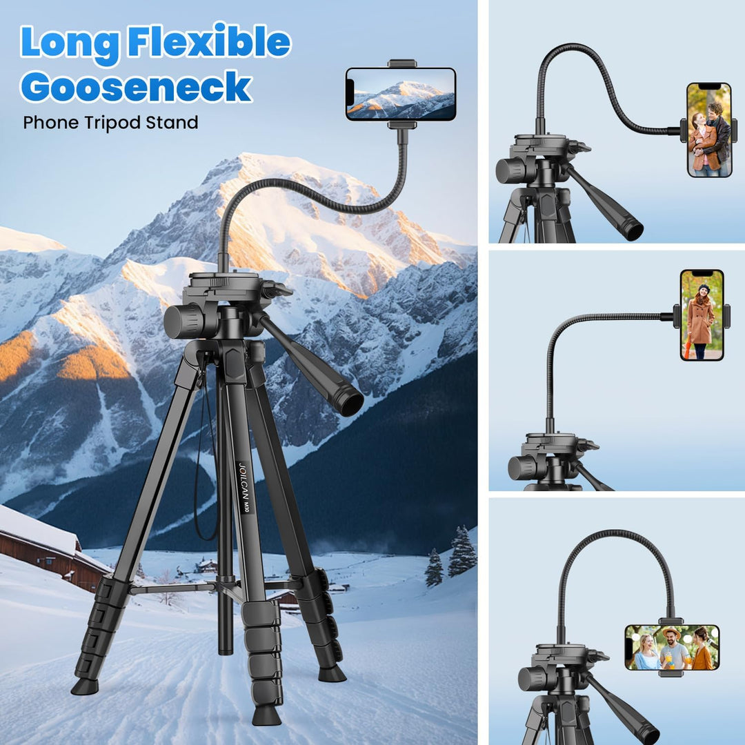 JOILCAN Stativ Kamera 81"/206cm, Upgrade Schwanenhals Handy Stativ mit Fernauslöser & Handyhalterung