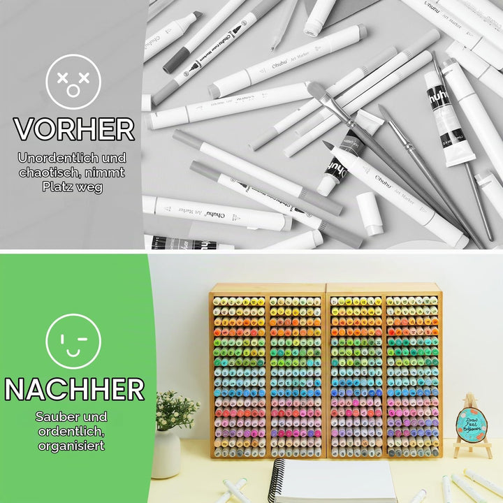 Ohuhu Bambus Stifte Organizer, Holz Desktop Aufbewahrung für 224 Markerstifte Stifte Bleistifte Kuns