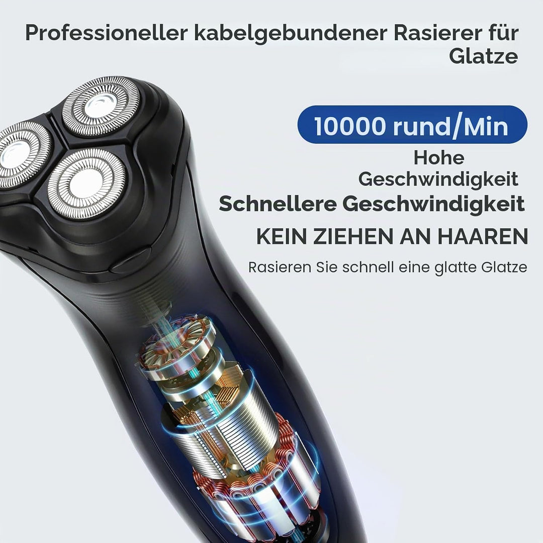 Glatzen Rasierer Herren, 2026 Verbessert Kabel Rasierer Herren mit 3D-Drehköpfen &amp; Leistungsstarker
