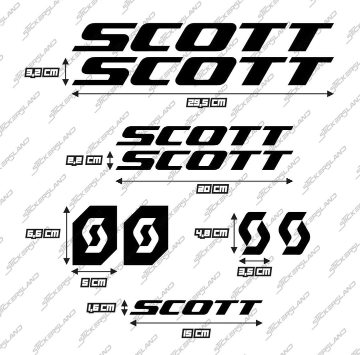 Stickersland® Aufkleber-Set für MTB Mountainbike und Helm | Aufkleber mit Logos | Scot (schwarz glän