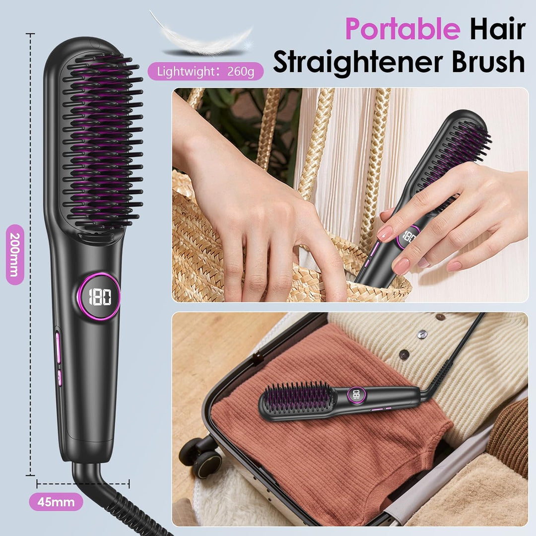 Glättbürste Keramik, Professioneller Glätteisen & Haarbürste, Haarglätter Bürste 9 Temperaturen, Ion