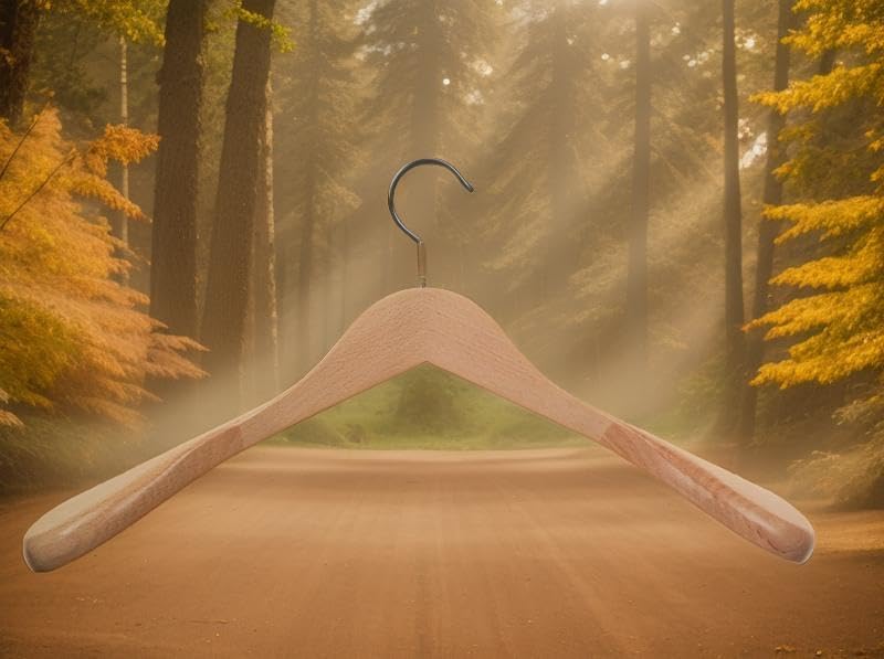 Hagspiel Kleiderbügel aus Buchenholz, Schulterbügel, Holzbügel für Garderobe, Made in Austria (Natur