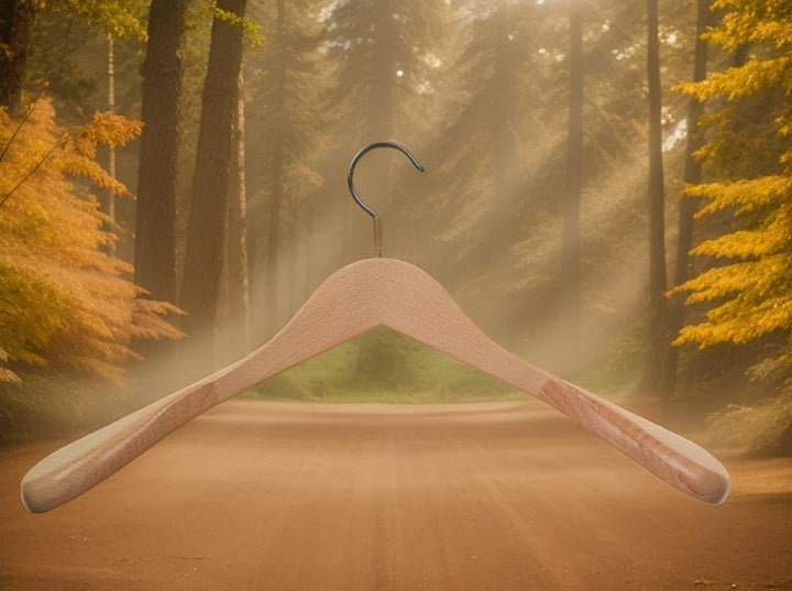 Hagspiel Kleiderbügel aus Buchenholz, Schulterbügel, Holzbügel für Garderobe, Made in Austria (Natur