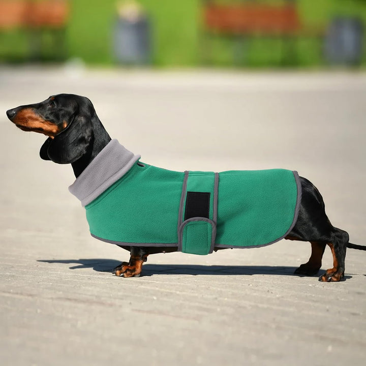 MOREZI Winterhundejacke mit wattiertem Flusenfutter, verstellbarem Klettknopf und hochklappbarem Ste