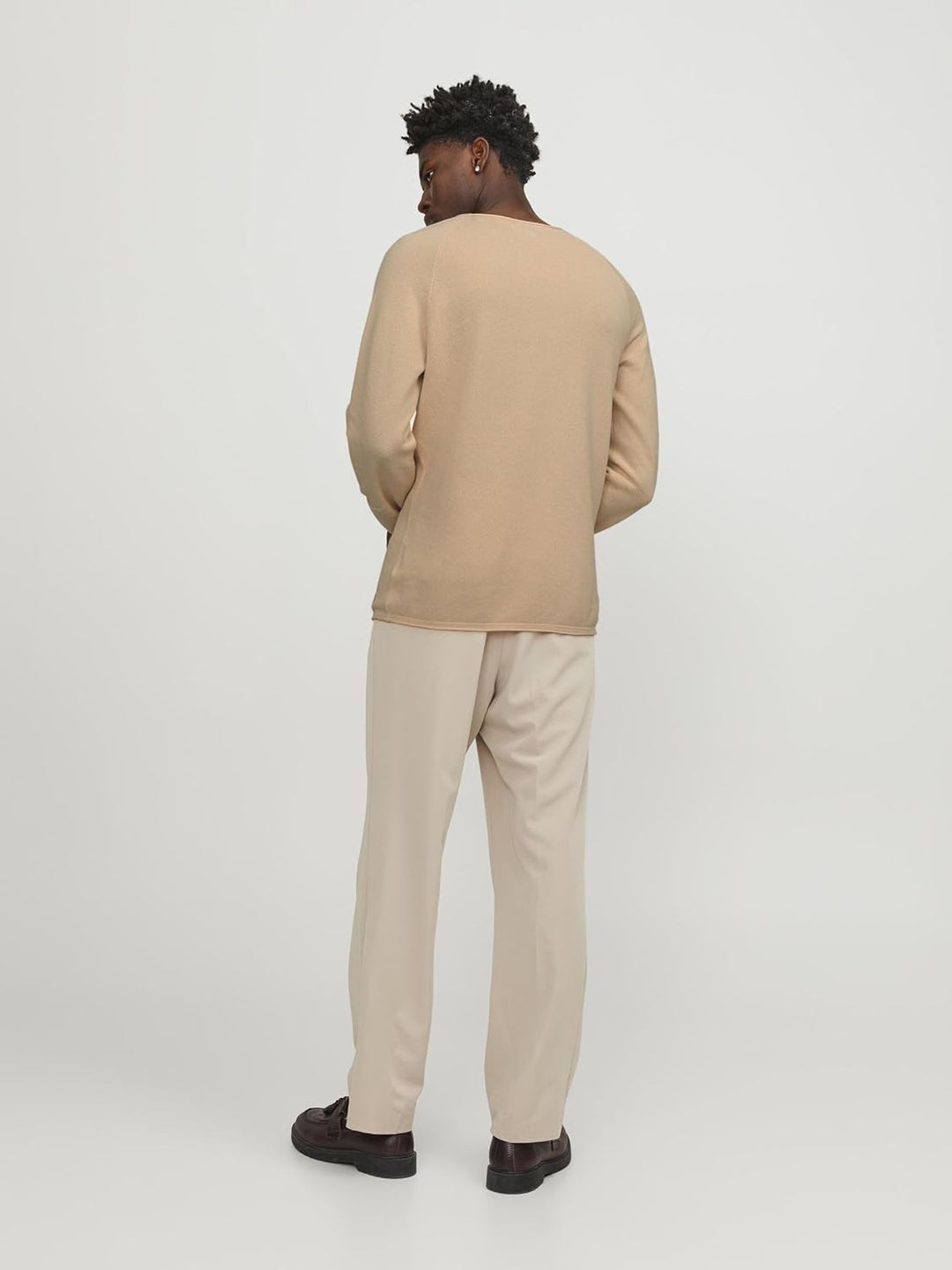 JACK & JONES Male Strickpullover mit Rundhals Einfarbig Strickpullover mit Rundhals XS Apricot Ice,