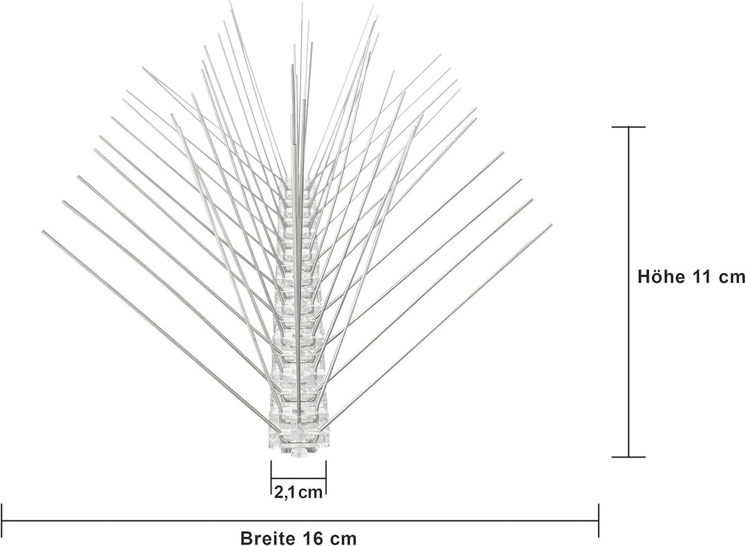 Profi Edelstahl Taubenspikes 5 Reihig - Effektive Taubenabwehr- Vogelabwehr Kunststoffleiste Spikes