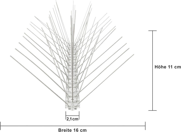 Profi Edelstahl Taubenspikes 5 Reihig - Effektive Taubenabwehr- Vogelabwehr Kunststoffleiste Spikes