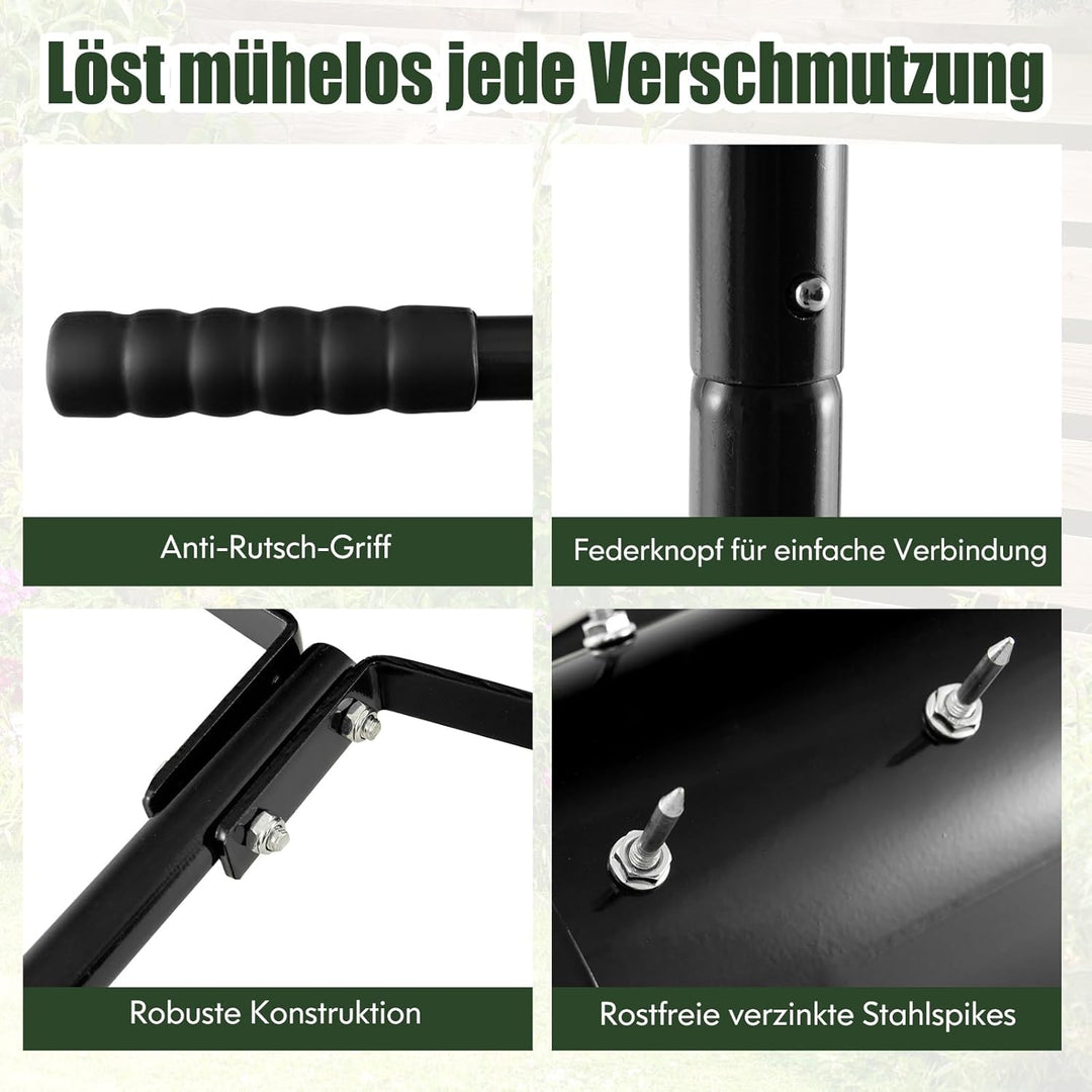 COSTWAY Rasenlüfter Walze manuell, 44 x 128 cm, Rasenrolle mit Stiel & Nägeln, Handvertikutierer rol