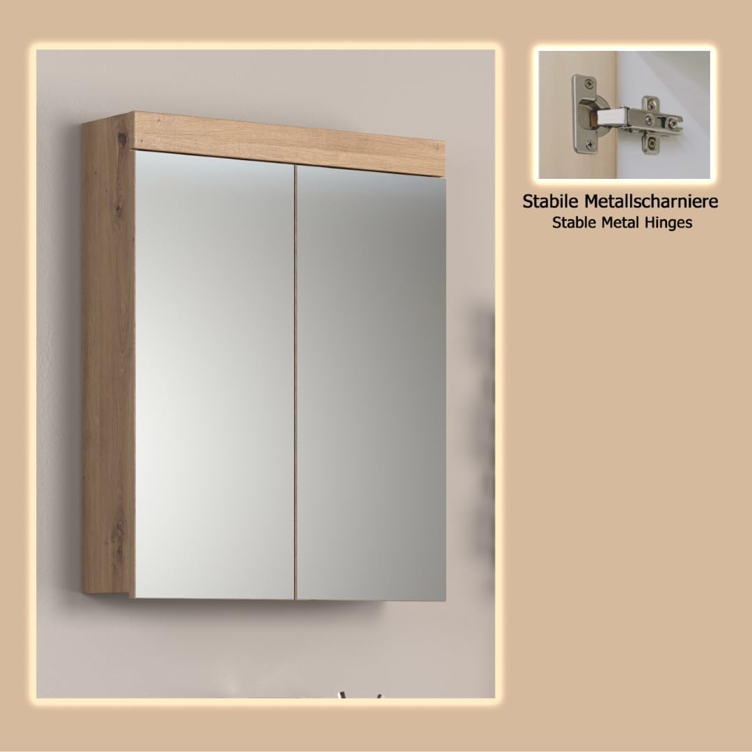 trendteam smart living - Spiegelschrank - Bad - Amanda - Aufbaumass (BxHxT) 60 x 77 x 17 cm - Farbe