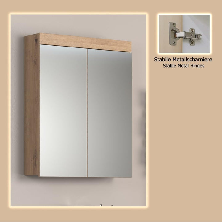 trendteam smart living - Spiegelschrank - Bad - Amanda - Aufbaumass (BxHxT) 60 x 77 x 17 cm - Farbe
