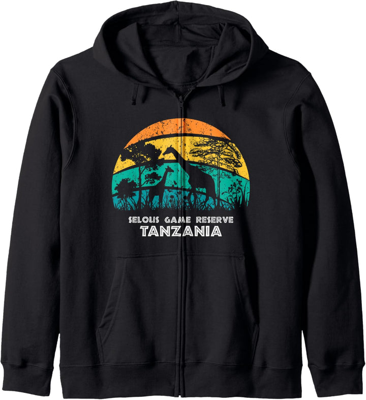Vintage Retro Selous Game Reserve, Tansania Afrika Safari Gi Kapuzenjacke