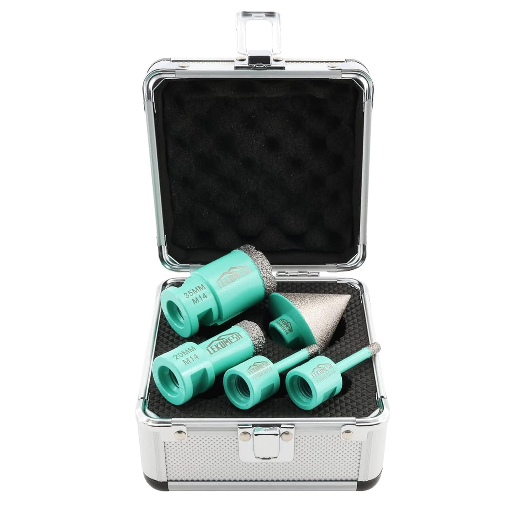 Diamant Bohrkrone Kit - 5pcs (6/6/20/35mm+50mm Diamant Fasenfräser) LEKOMESH Diamant Lochsäge Für Po