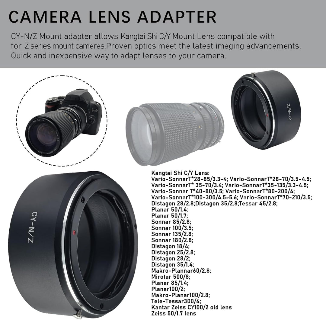 CY-Niko Z Objektivadapter Adapterring,für Contax/Yashica Objektiv Kompatibel für Nikon Z 7 und für N