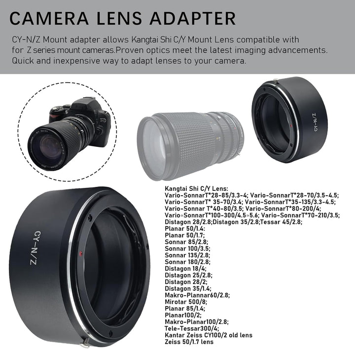 CY-Niko Z Objektivadapter Adapterring,für Contax/Yashica Objektiv Kompatibel für Nikon Z 7 und für N