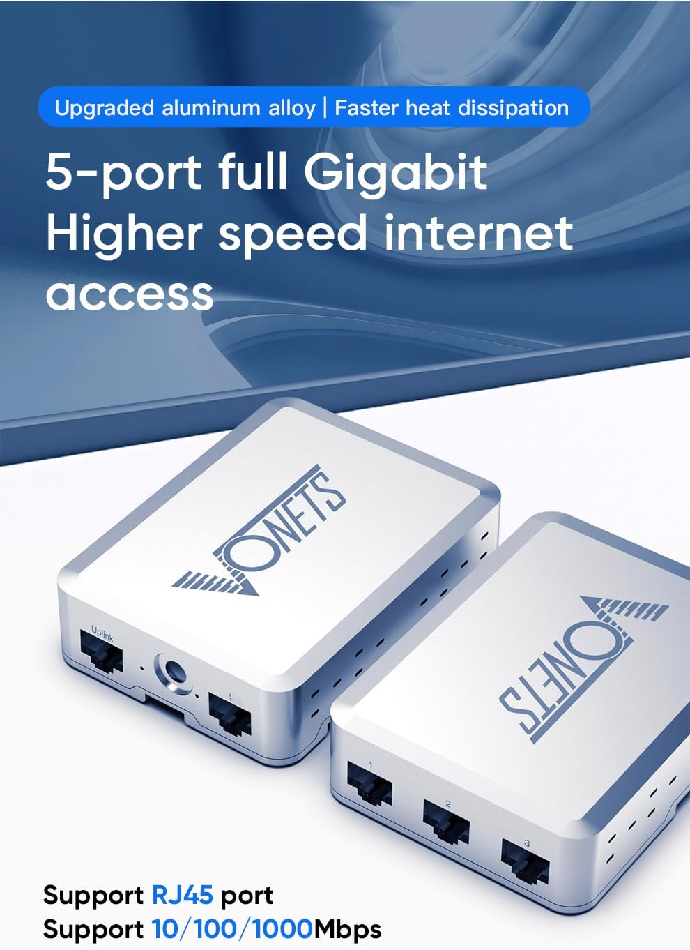 VONETS VS500 Industrie 5 Ports Gigabit Switch Ethernet RJ45 Splitter Extend LAN Netzwerk Port, 4 Por