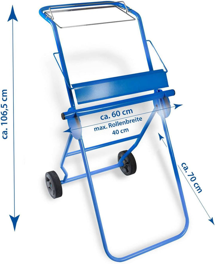 Bodenständer mit Müllsackhalterung für Putztuchrollen | für Industrierolle bis 40 cm Breite | Fahrba