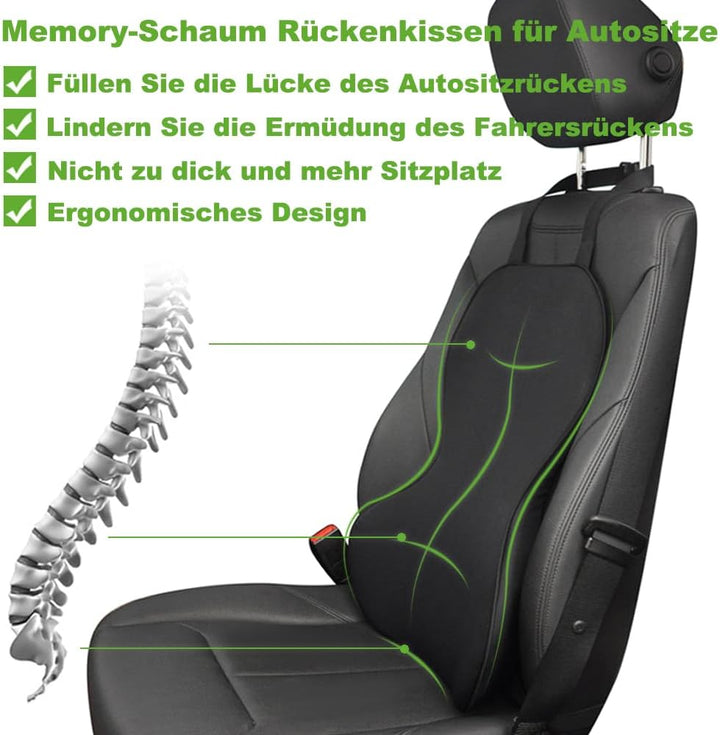 FOUNDCOOL Ergonomisches Lendenwirbelstützkissen, Rückenkissen aus Memory-Schaum für Autositze - Lend