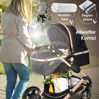 KESSER® Loops 3 in 1 Kinderwagen Kombikinderwagen komplettset incl. Babywanne & Buggy Sportsitz & Au