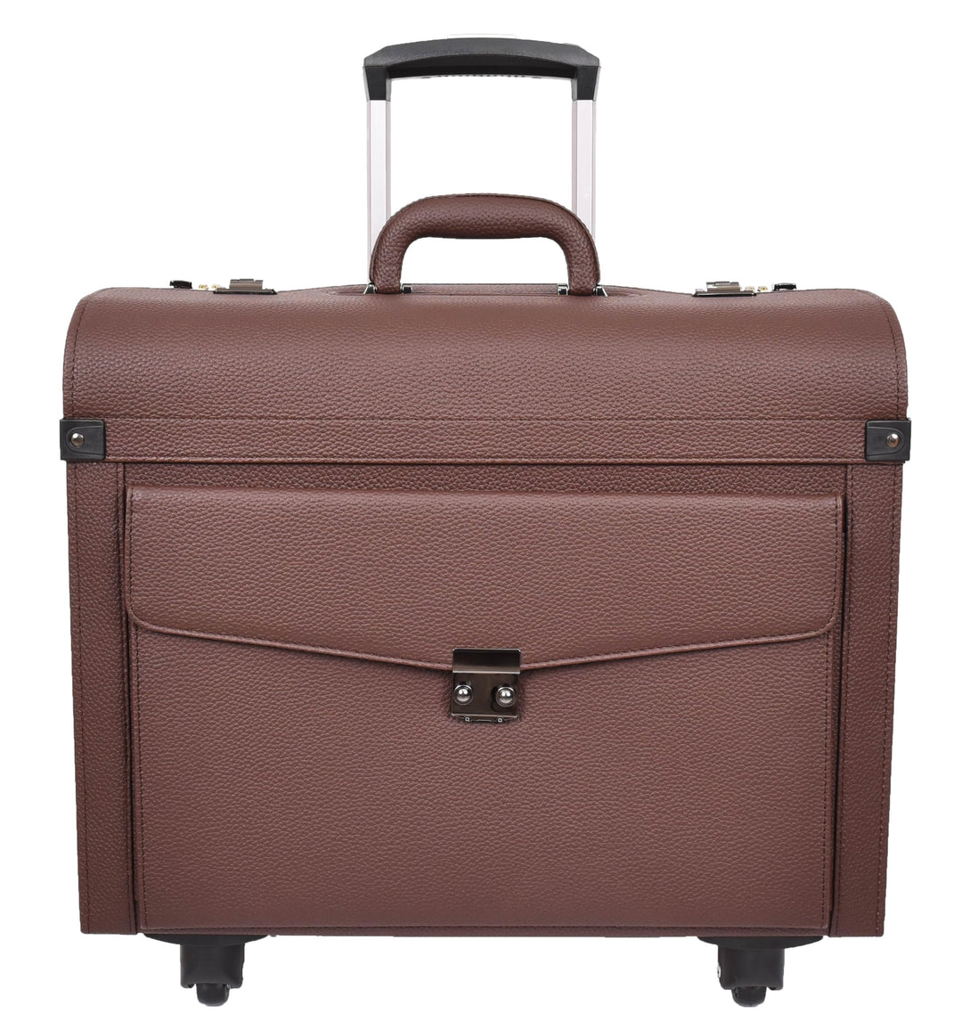 A1 FASHION GOODS Rollkoffer aus Kunstleder, 4 Rollen, Kabinengrösse, Doppelschloss, Business-Reiseta