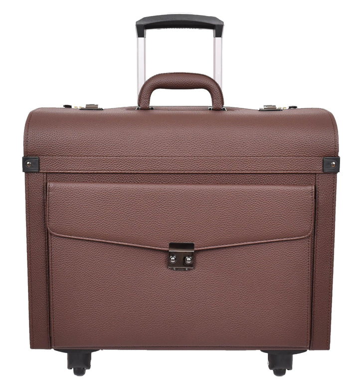 A1 FASHION GOODS Rollkoffer aus Kunstleder, 4 Rollen, Kabinengrösse, Doppelschloss, Business-Reiseta