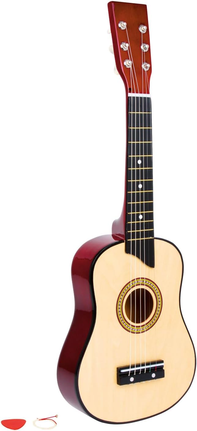 small foot Gitarre "Natur" aus Holz, mit sechs Nylonsaiten und Plektron, geeignet für Kinder ab 3 Ja
