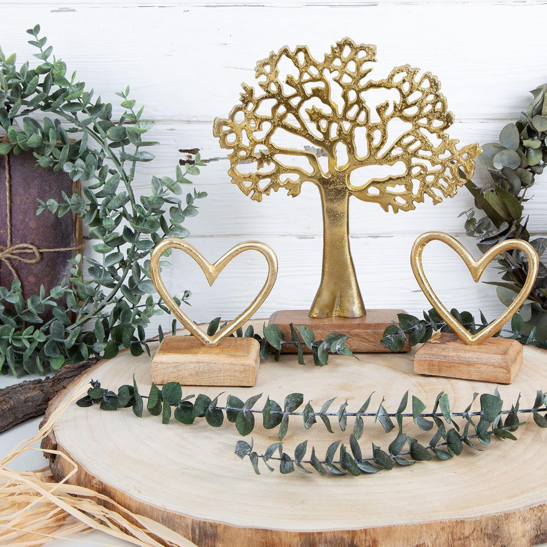Logbuch-Verlag Baum Deko Figur aus Metall Lebensbaum Gold zum Hinstellen Schmuckbaum Hochzeit Gesche