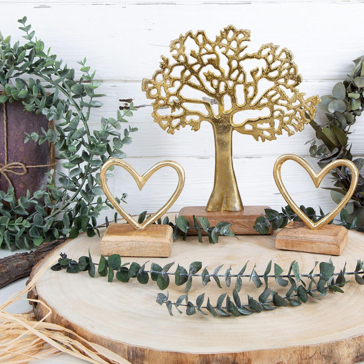 Logbuch-Verlag Baum Deko Figur aus Metall Lebensbaum Gold zum Hinstellen Schmuckbaum Hochzeit Gesche