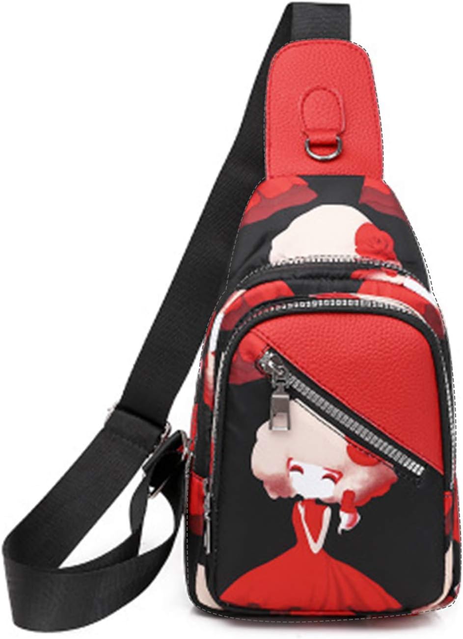FANDARE Damen Brusttasche Mode Sling Bag Rucksack Mädchen Schultertasche Crossbody Umhängetasche Rei