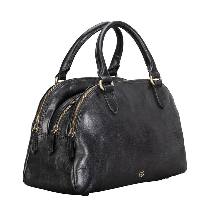Maxwell Scott Hochwertige Damen Leder Bowling Bag Handtasche LilianaS in Schwarz