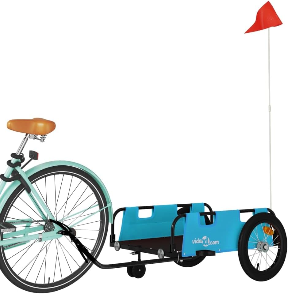 vidaXL Fahrradanhänger Lastenanhänger Blau 124 x 64.5 x 36 cm, Blau 124 x 64.5 x 36 cm