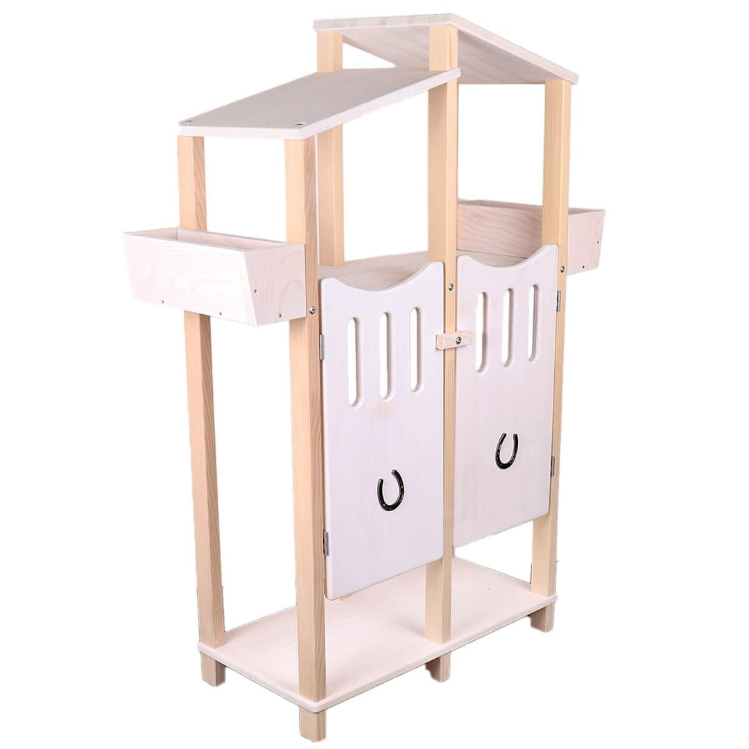 Holzspielzeug Peitz Hobby Horse Stall aus Holz massiv - Stall für 2 Steckenpferde