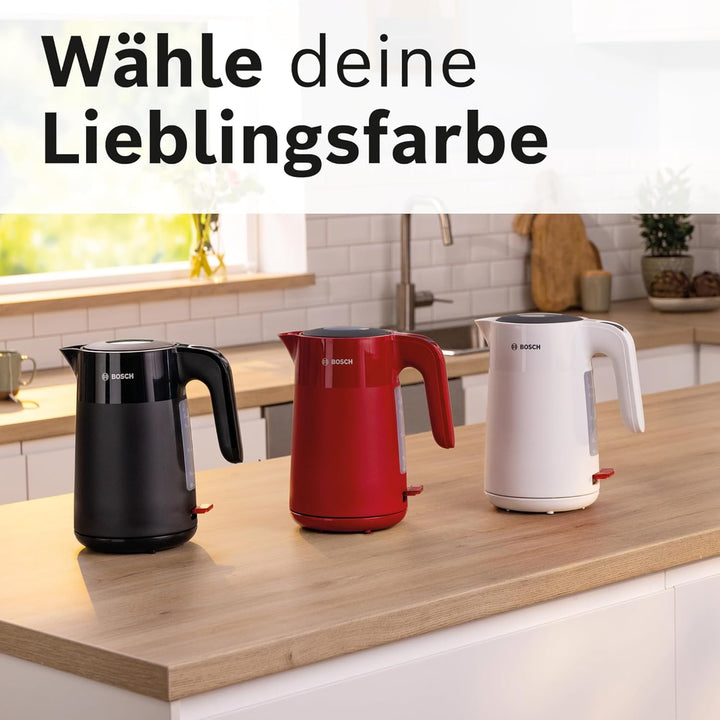 Bosch kabelloser Wasserkocher MyMoment TWK2M164, Abschaltautomatik, Überhitzungsschutz, Tassenanzeig