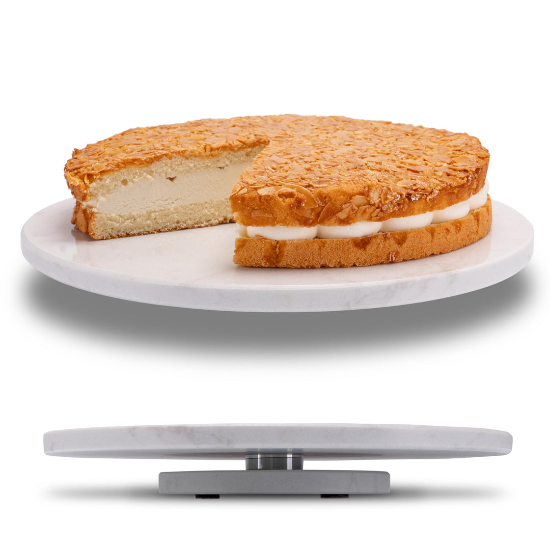 Fino Casa drehbare Marmorplatte rund Tortenplatte Kuchenplatte Wurstplatte Käseplatte Marmor Platte